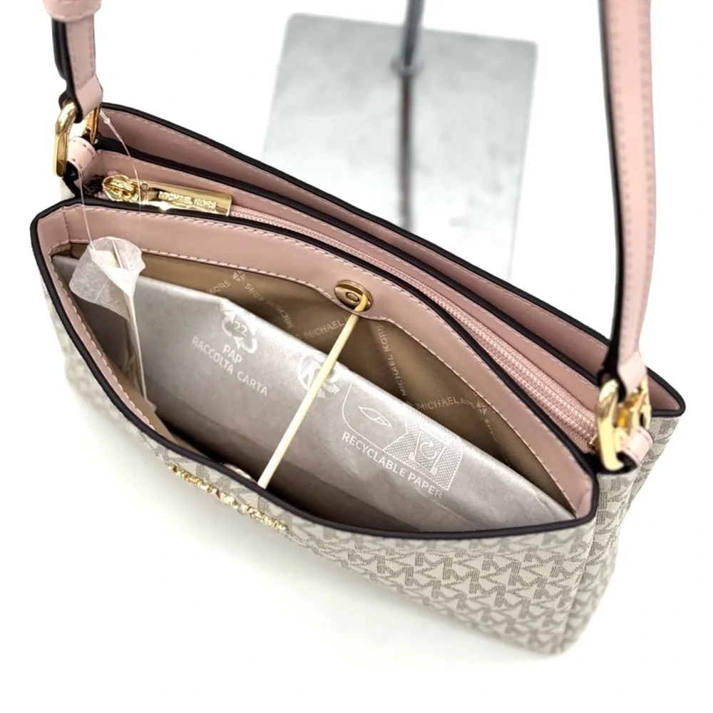 Michael Kors Trisha Medium Triple Compartment Crossbody Bag Powder Blush Multi